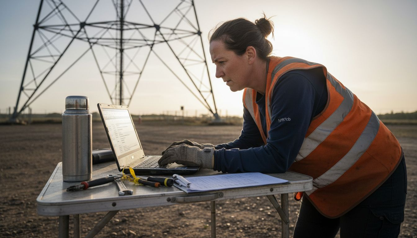 Field engineer reviews tagged equipment checklist