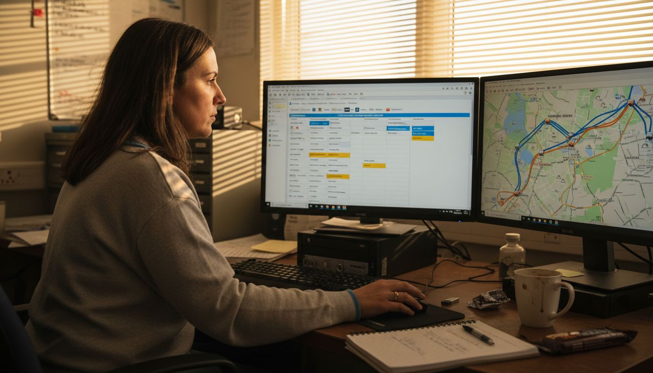 Coordinator configuring technician scheduling software