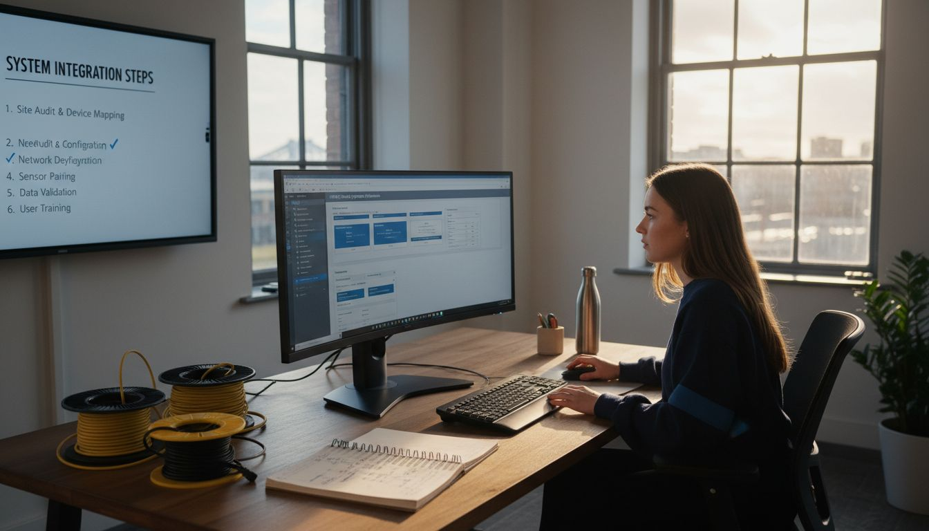 IT specialist setting up HVAC tracking software