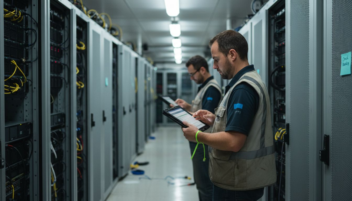 Technicians using SaaS asset tracking tools