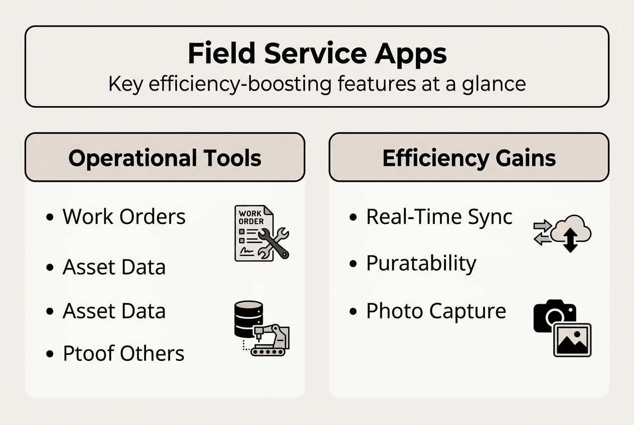 Field service app features comparison infographic