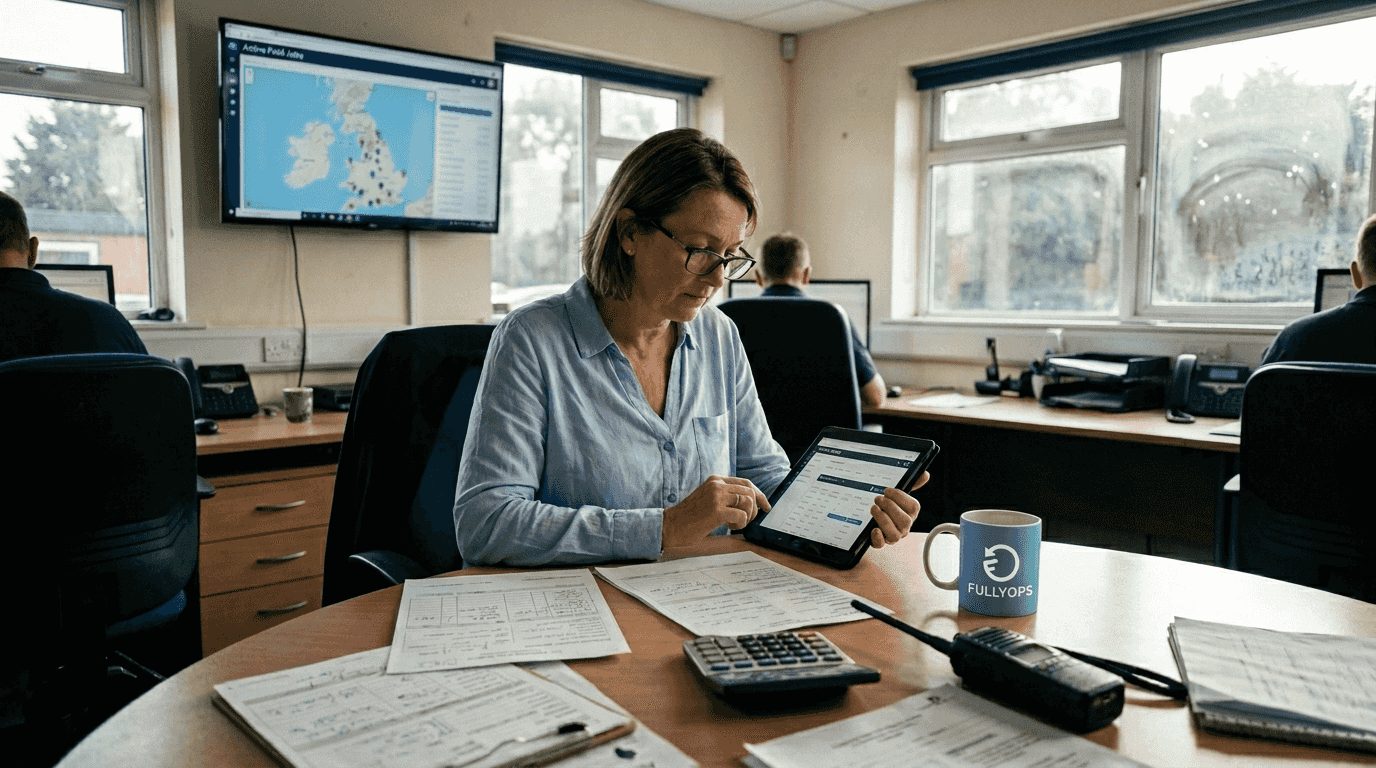 Manager viewing dashboard for field operations