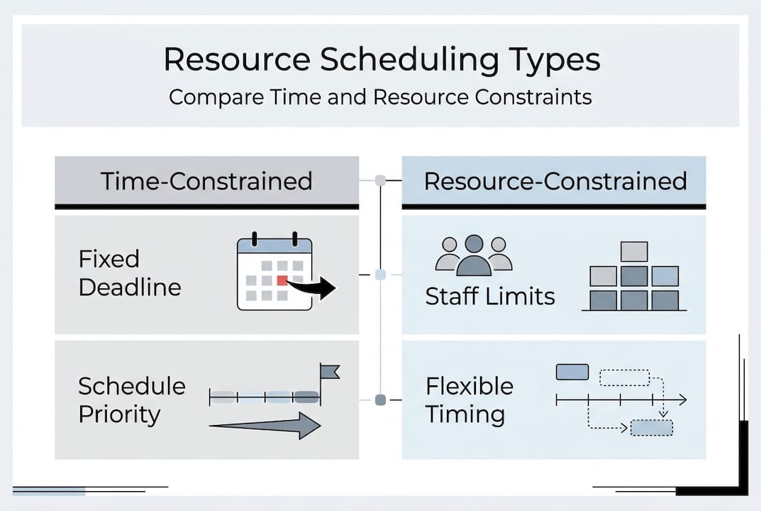 Infographic comparing time and resource-based scheduling