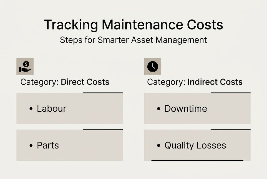 Infographic with direct and indirect maintenance costs