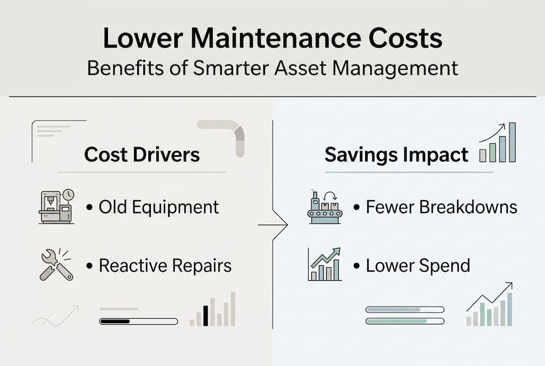 Infographic showing maintenance cost drivers and savings