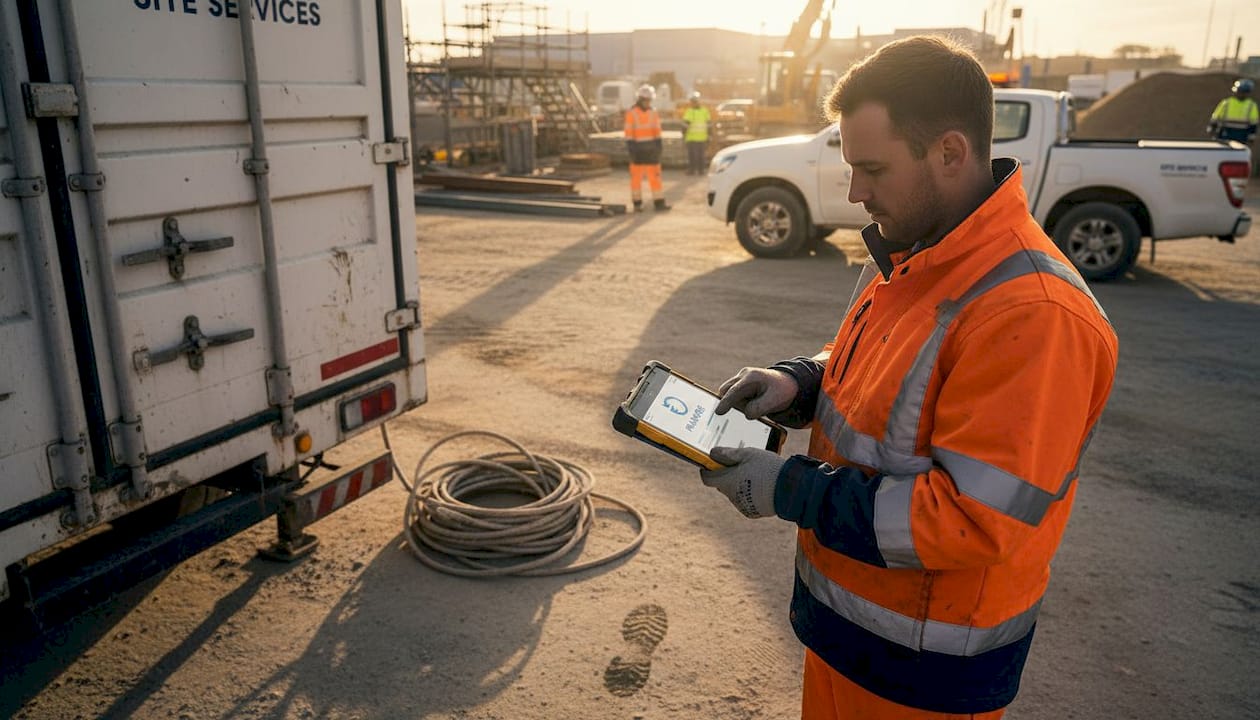 Field worker uses tablet on job site