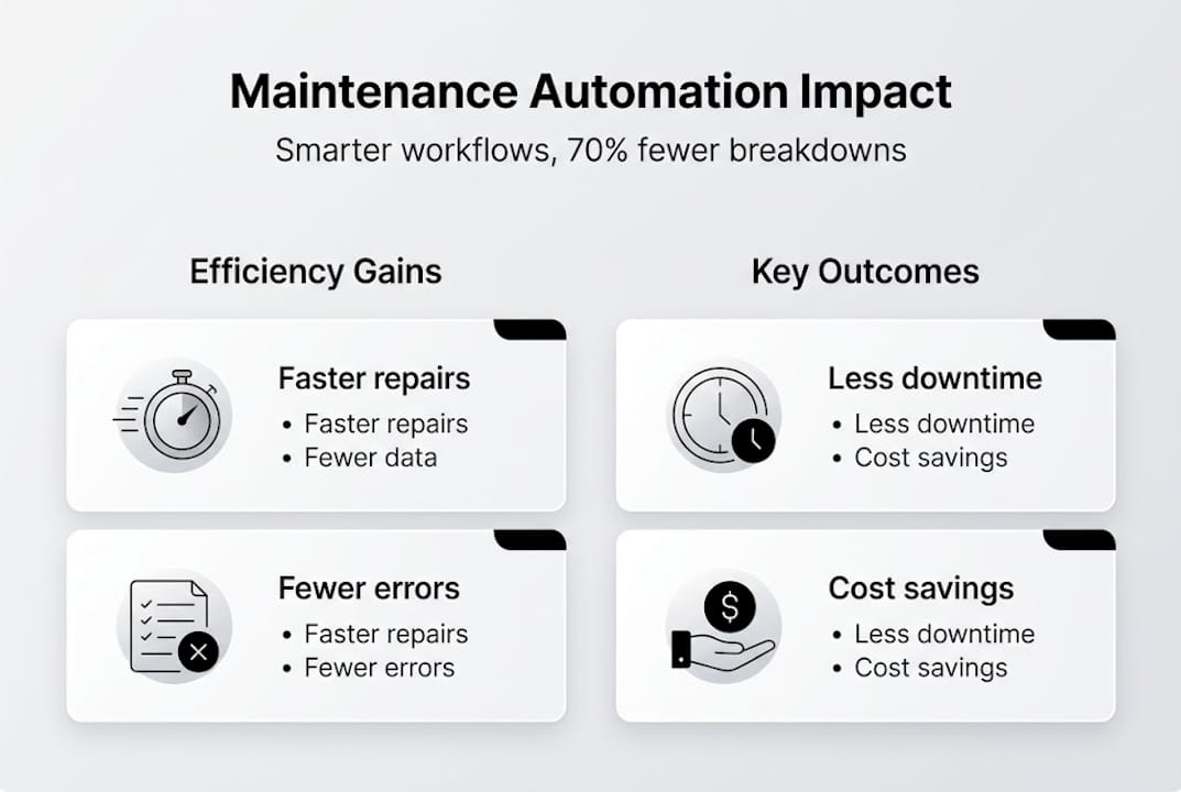 Infographic on maintenance automation benefits and outcomes