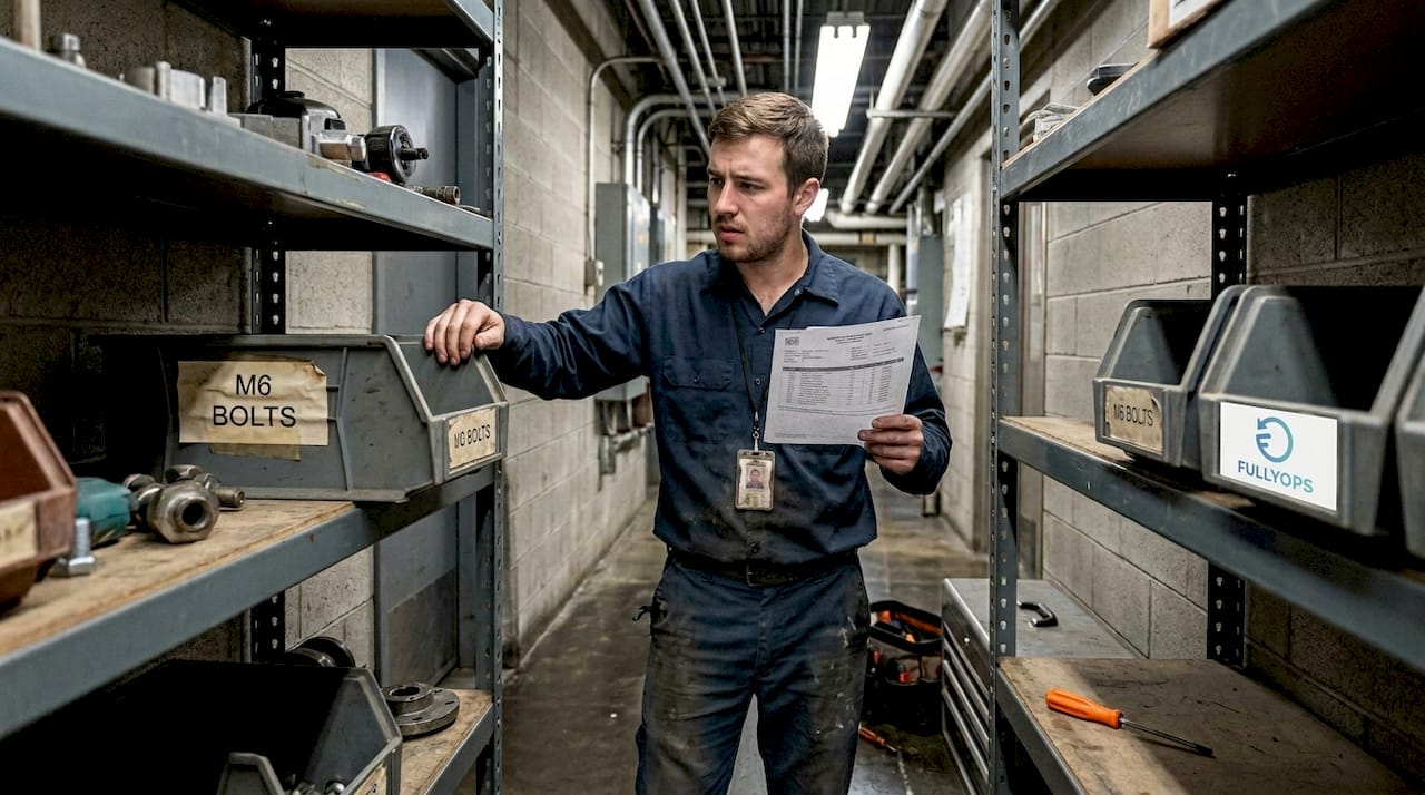 Technician looking for missing inventory part