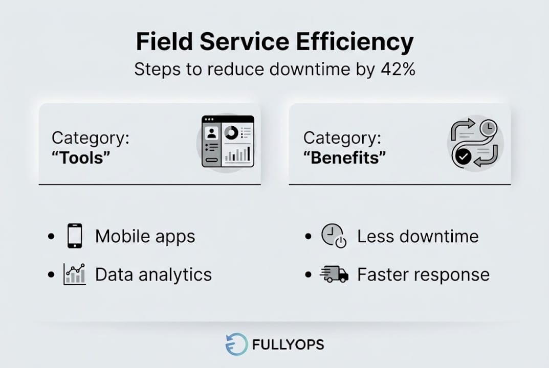 Infographic with efficiency tools and benefits labels