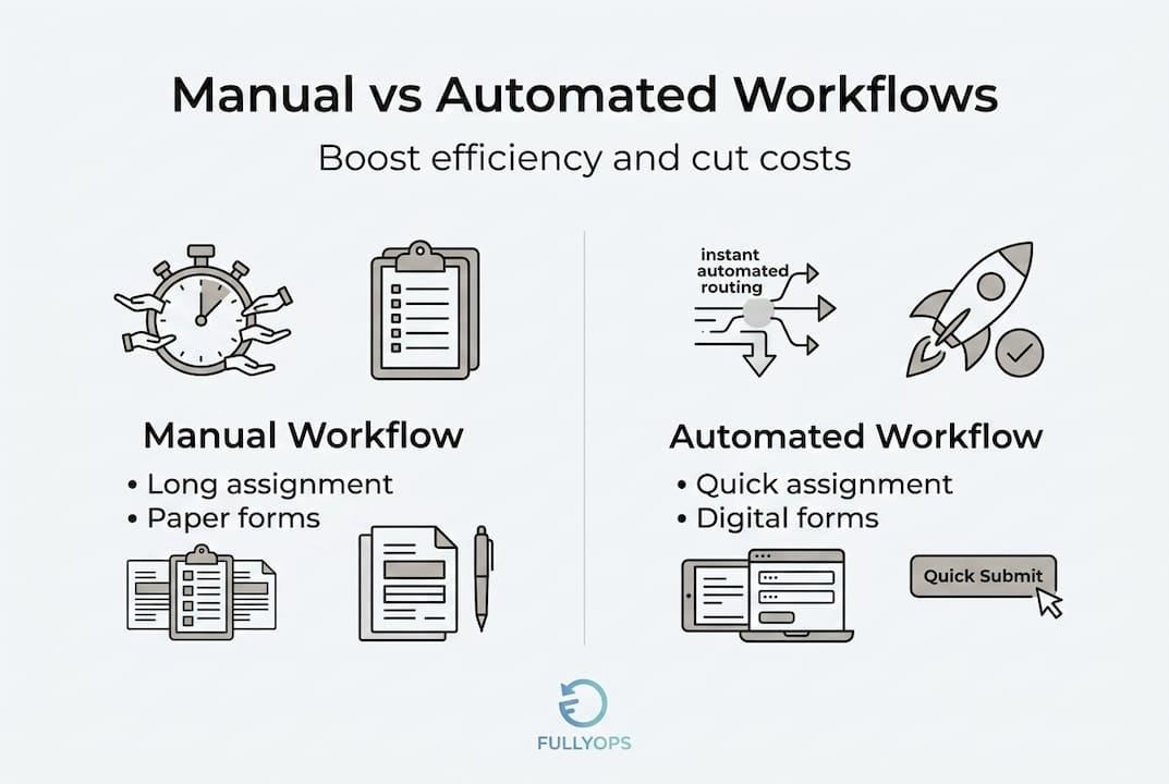 Infographic comparing manual and automated workflows