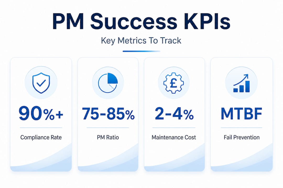 Infographic showing preventive maintenance KPIs and benchmarks