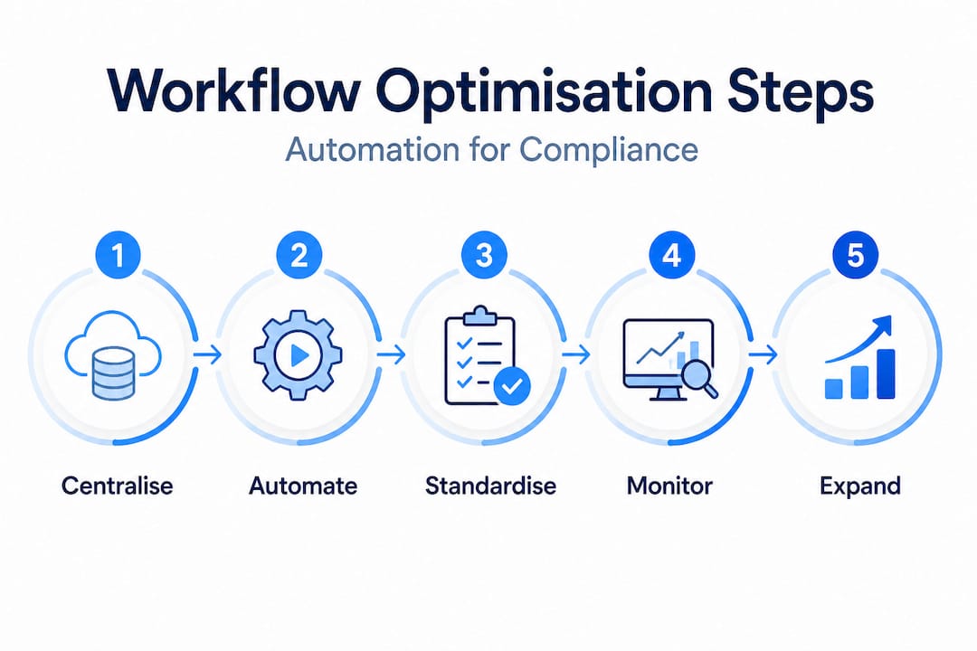 Infographic of workflow optimisation steps for compliance