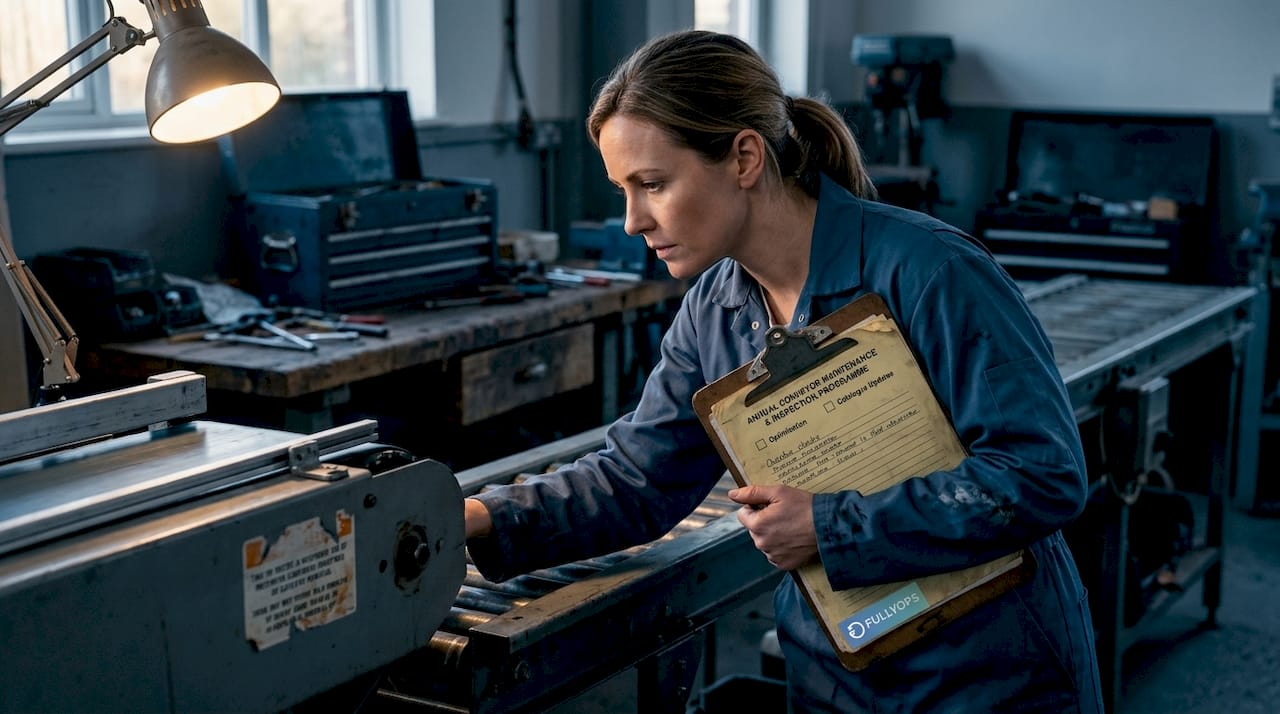Technician inspects equipment with overdue checklist