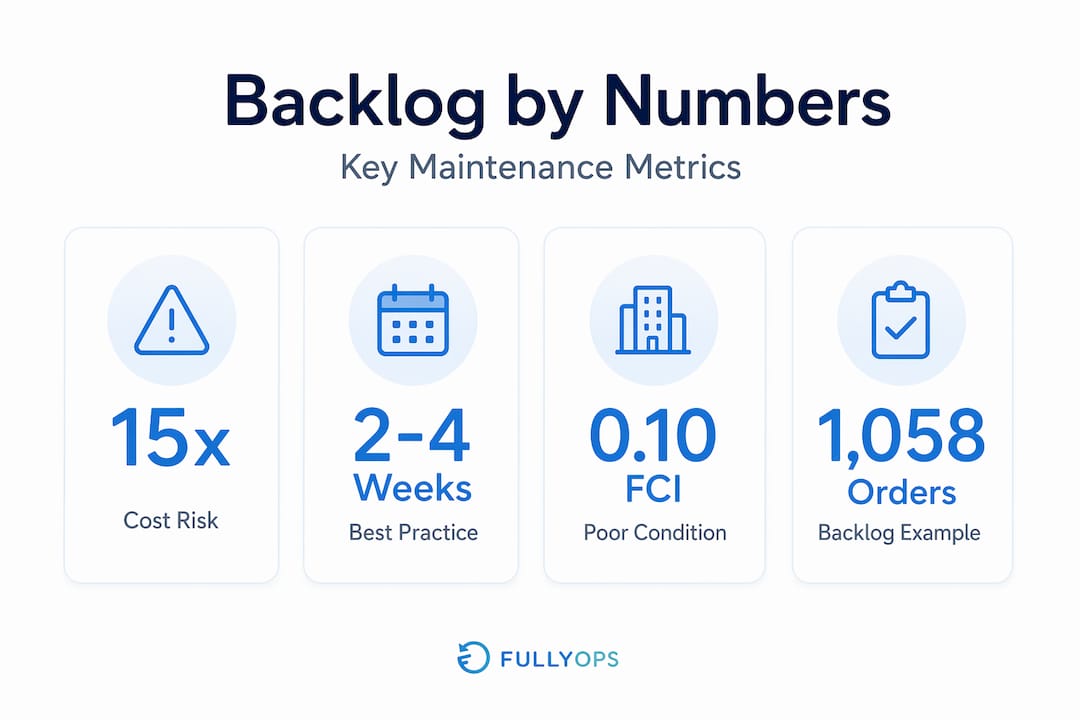 Infographic highlighting key maintenance backlog statistics