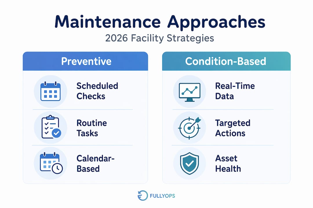 Infographic comparing preventive and condition-based maintenance