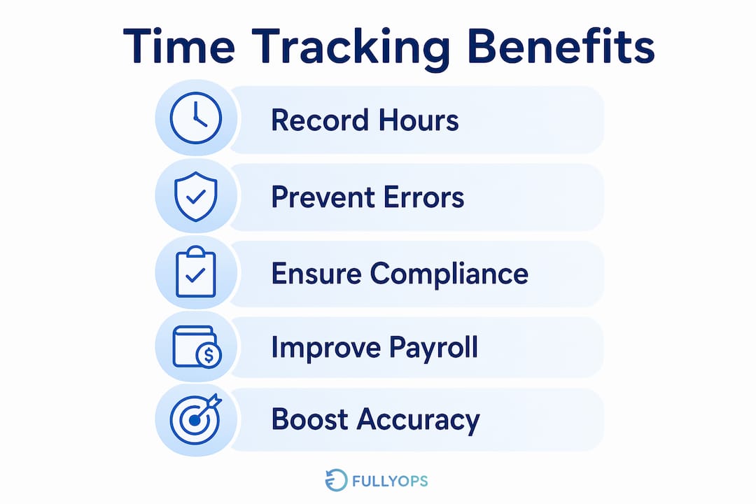 Infographic illustrating steps improving payroll with time tracking
