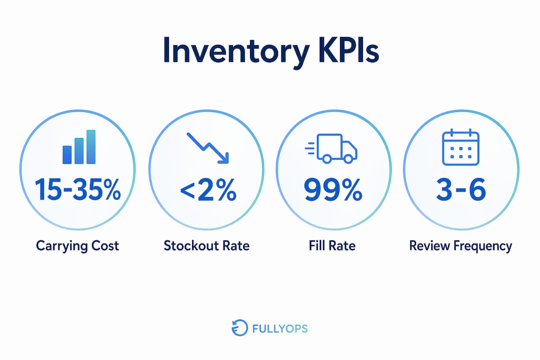 Infographic showing key spare parts inventory KPIs