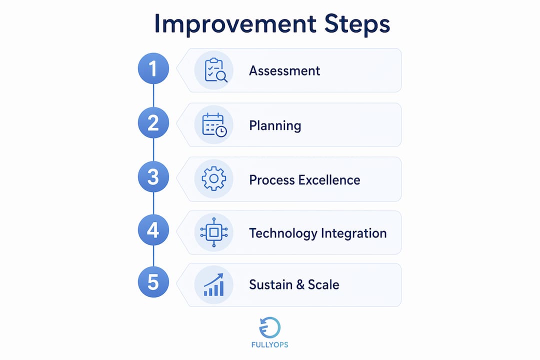 Infographic showing asset reliability improvement steps