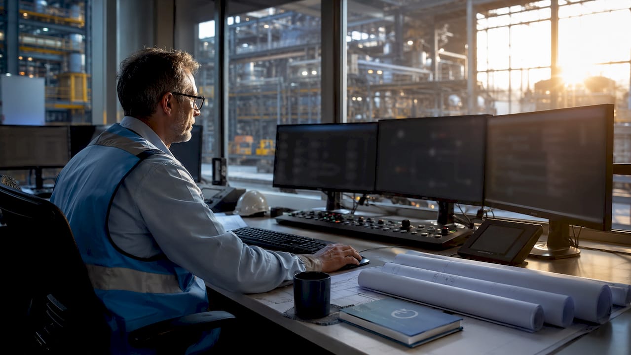 Engineer reviewing cloud data dashboard