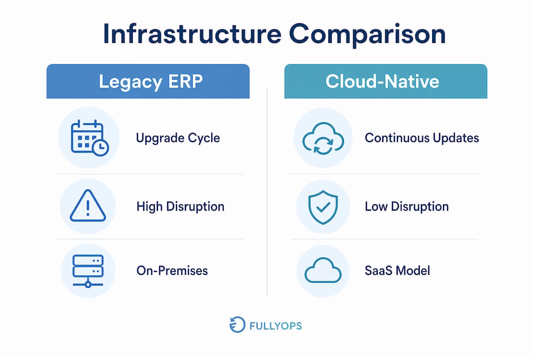 Infographic comparing cloud-native and legacy infrastructure