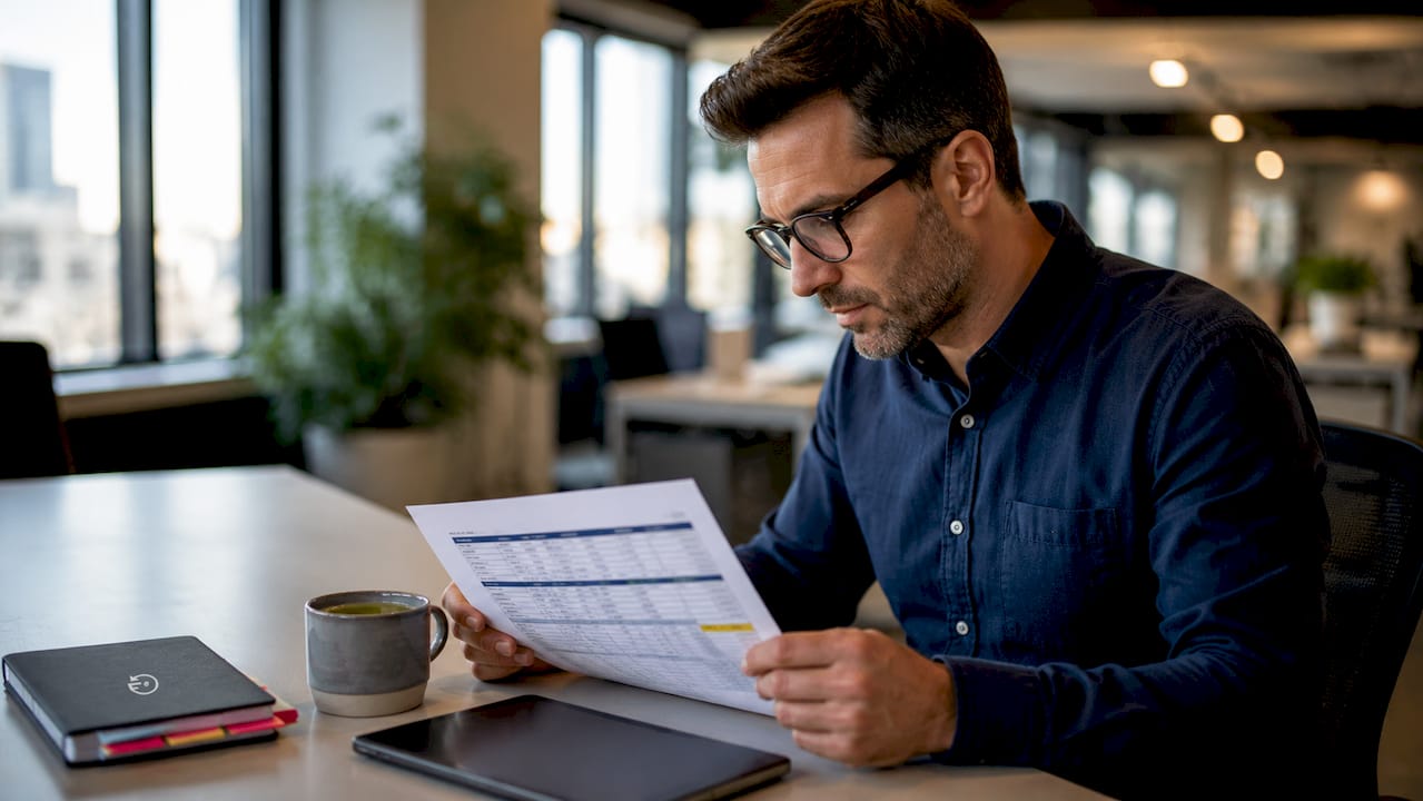 Field manager reviewing scheduling report