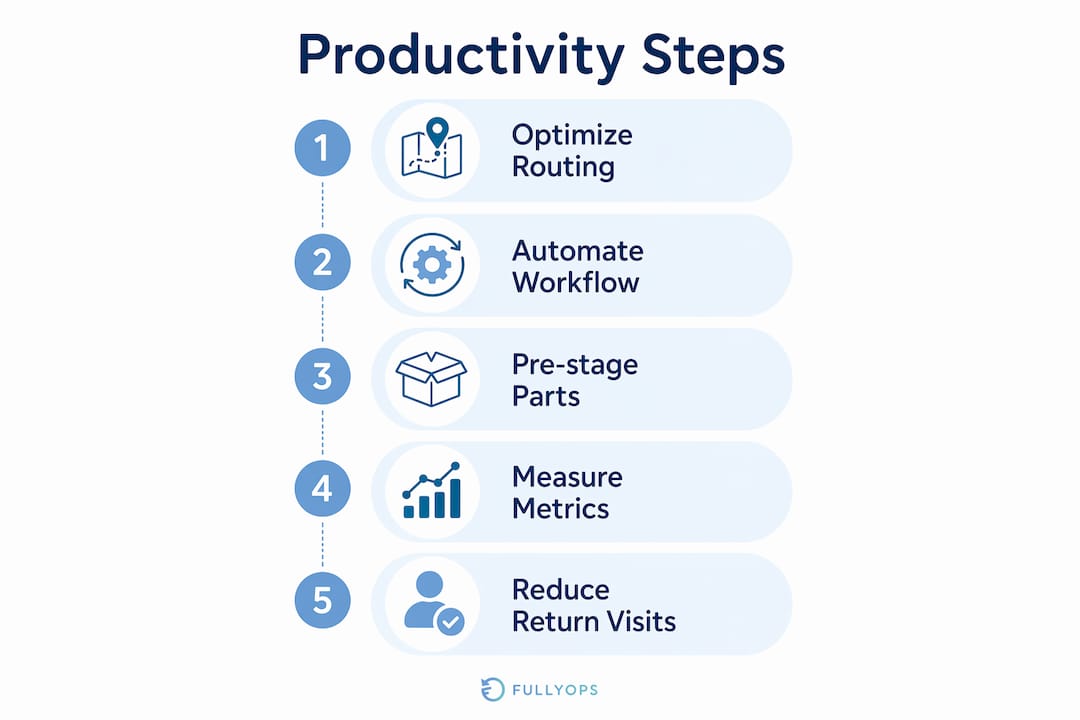 Infographic illustrating technician productivity improvement steps
