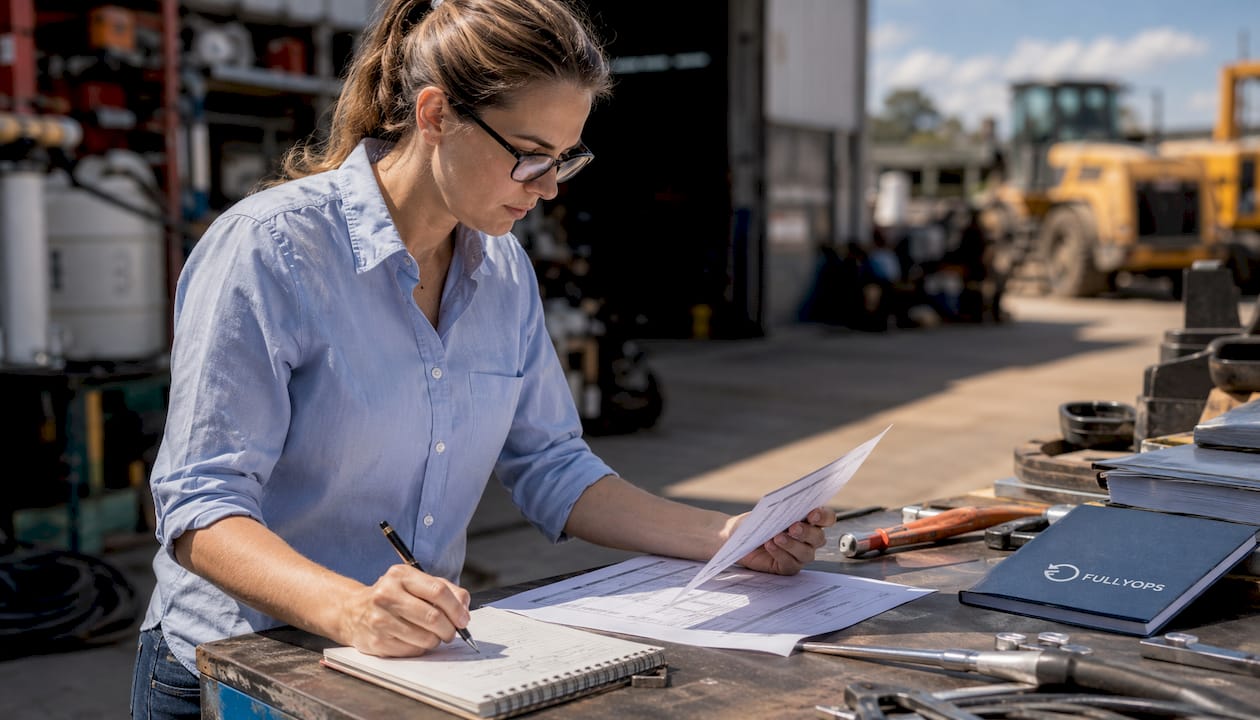 Supervisor reviewing maintenance schedules