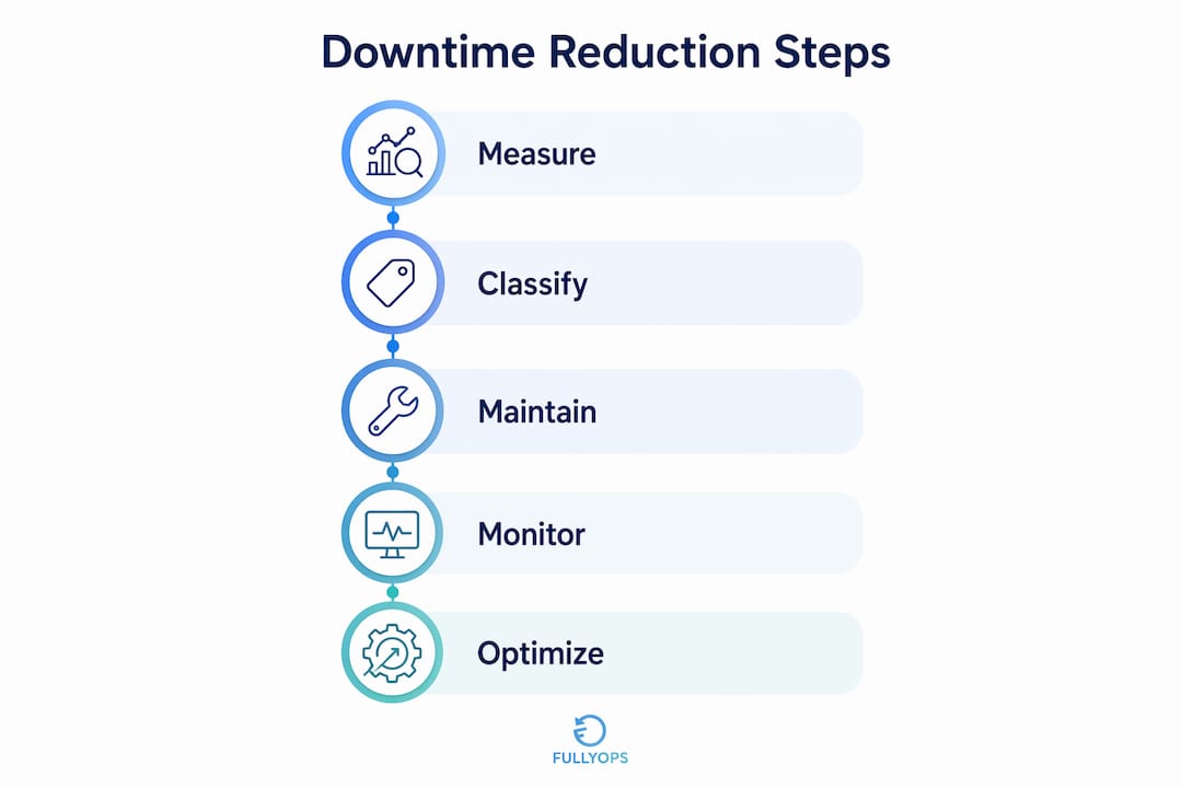 Infographic showing maintenance steps to reduce downtime