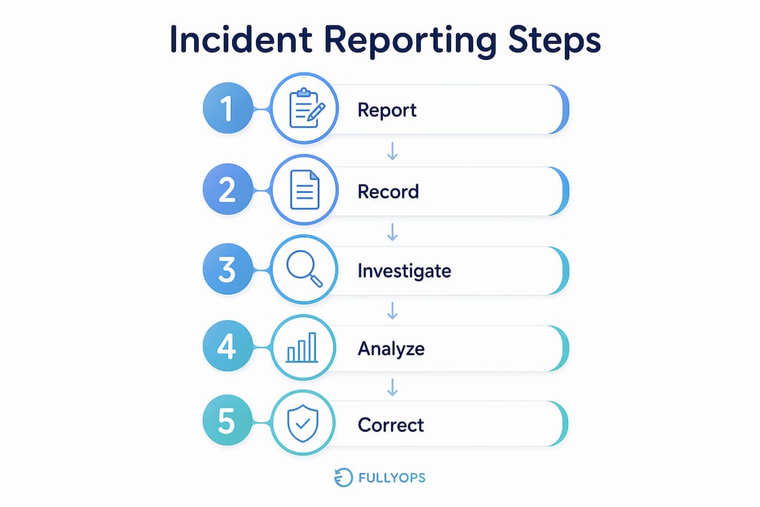 Infographic visualizing incident reporting steps