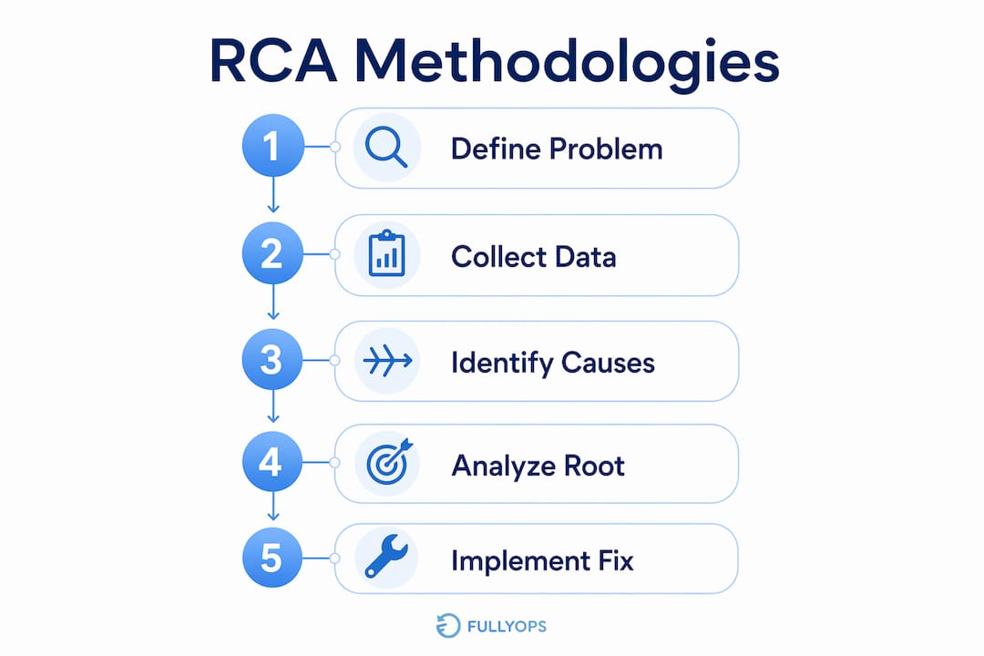 Infographic outlining root cause analysis steps