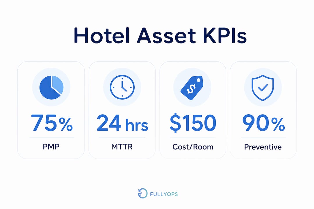 Infographic summarizing key hotel asset management KPIs