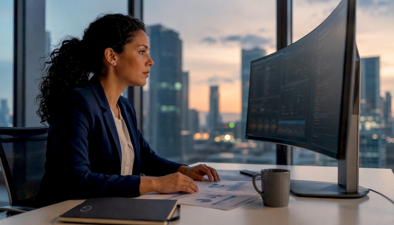 Supervisor reviewing IoT data dashboards