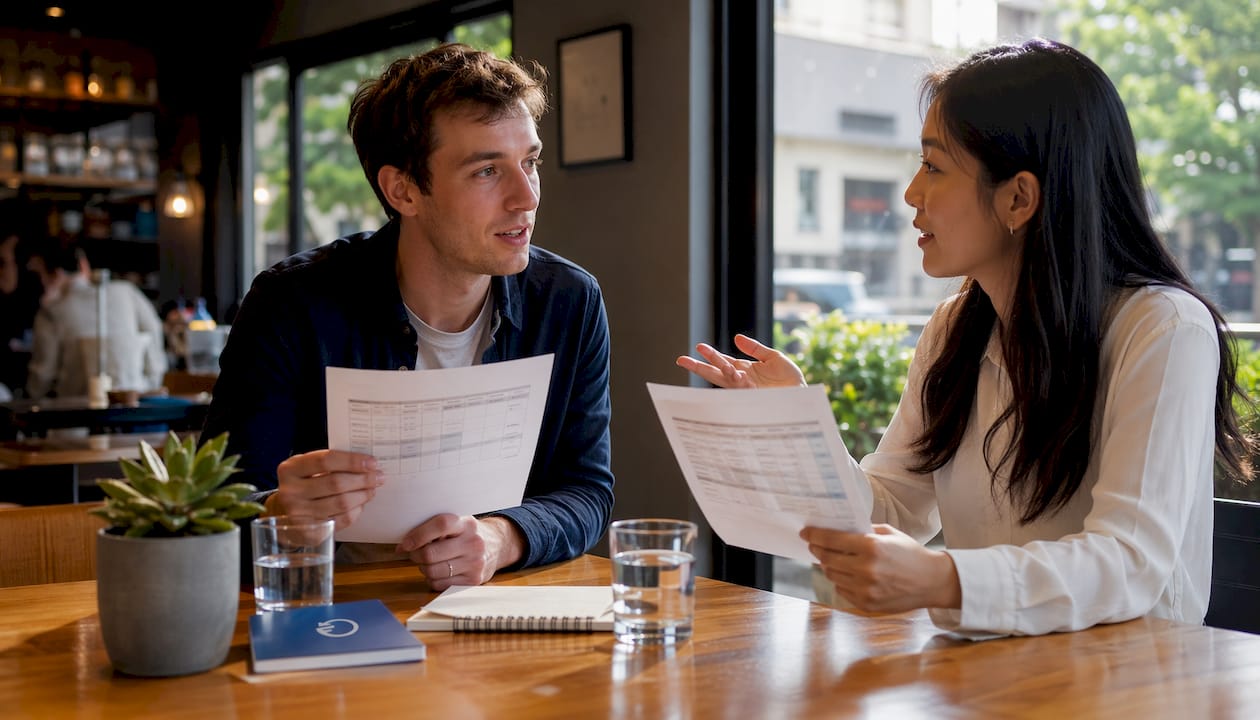 Professionals discussing work-order schedules