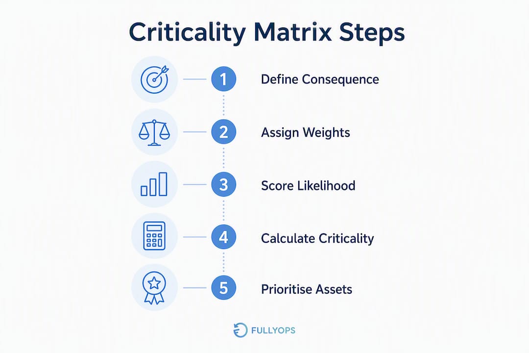 Infographic showing criticality matrix process steps