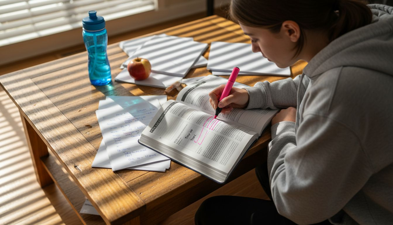 Student highlighting collagen types in textbook