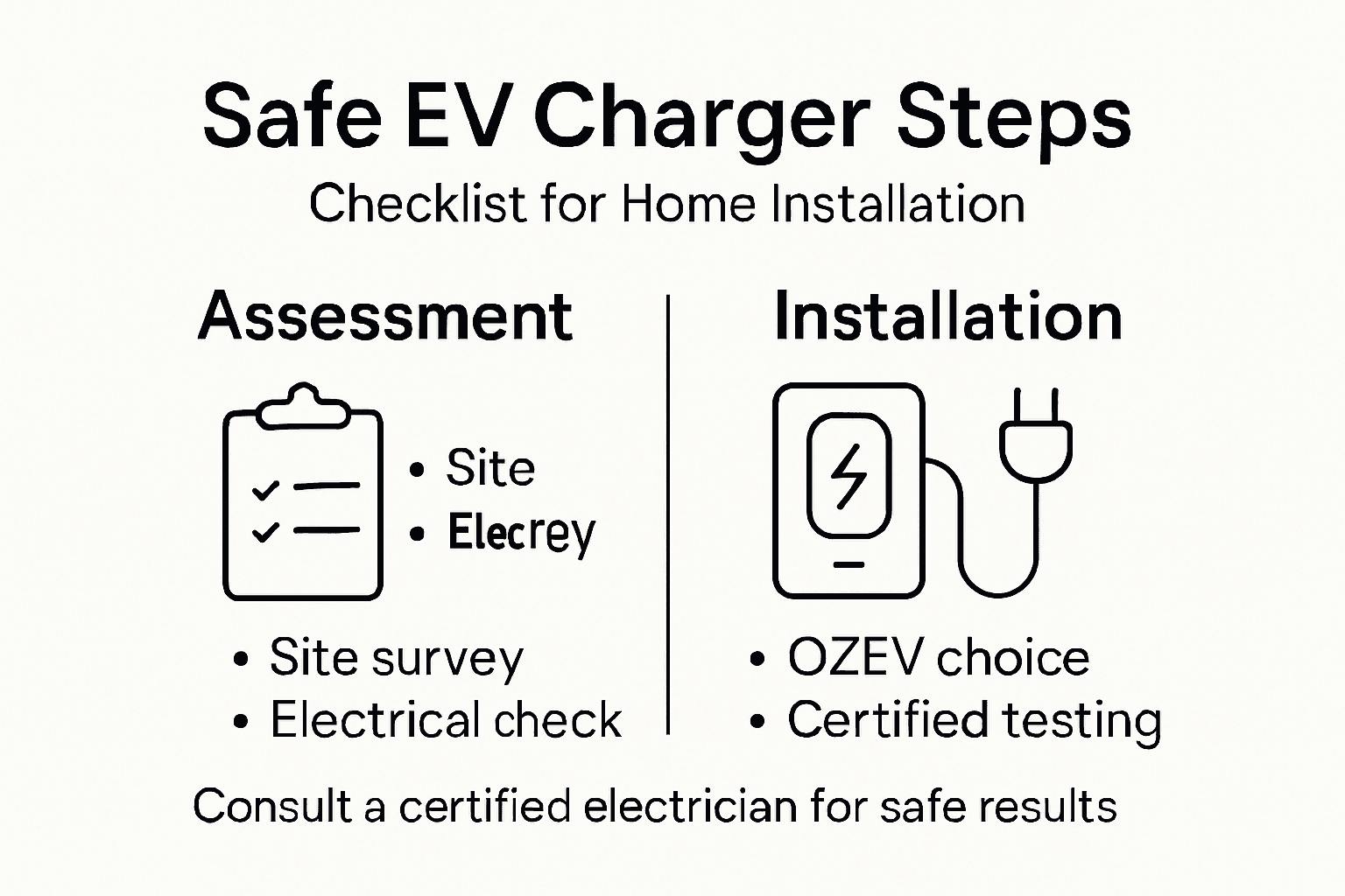 Infographic steps for safe EV charger installation