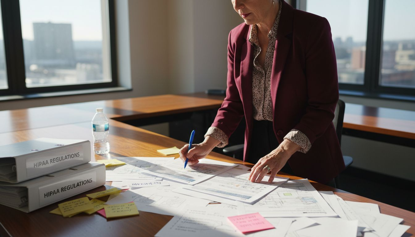 Officer reviewing HIPAA risk assessment checklists