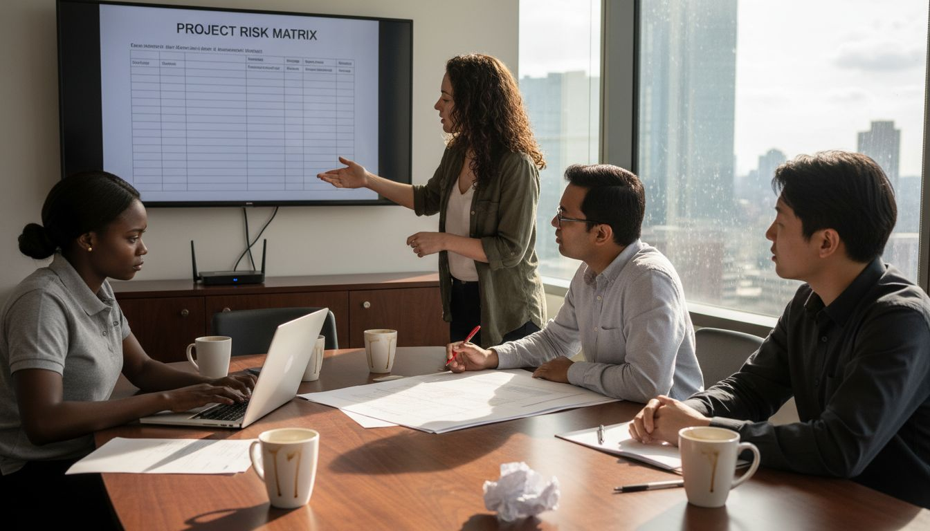 Team reviewing security risk assessment report