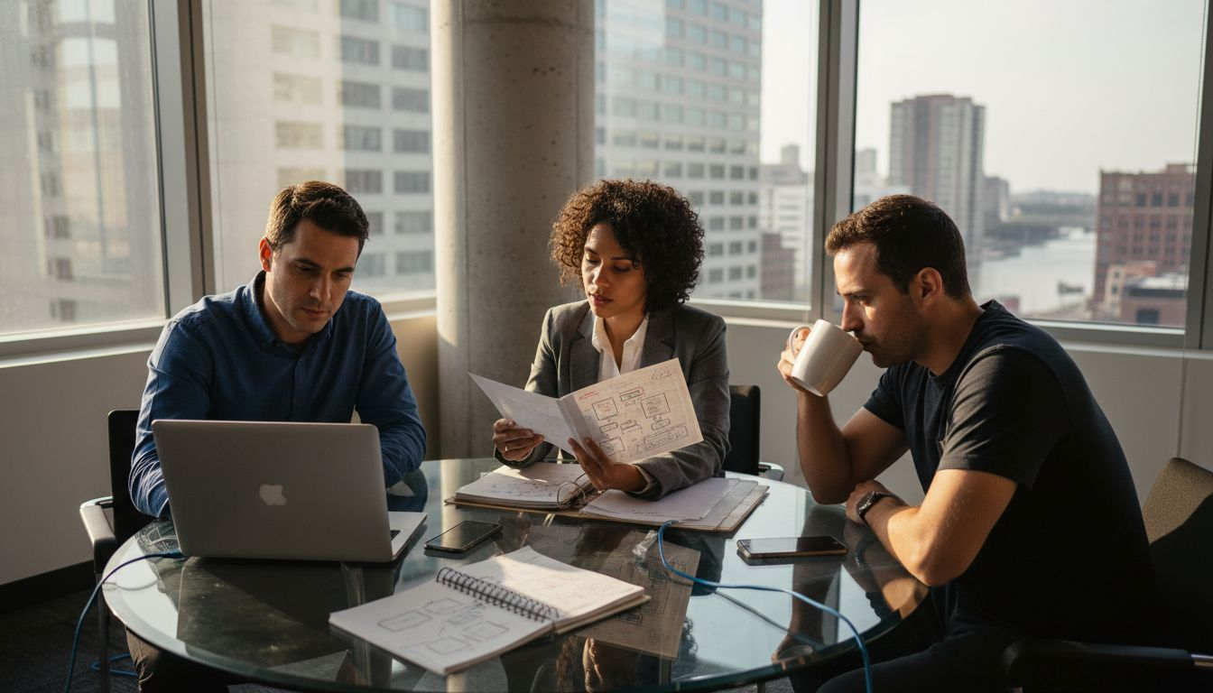 Cybersecurity team reviewing penetration test results