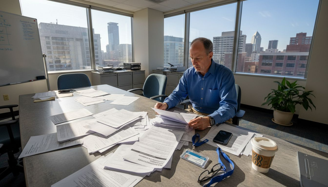 Healthcare IT manager reviewing compliance reports