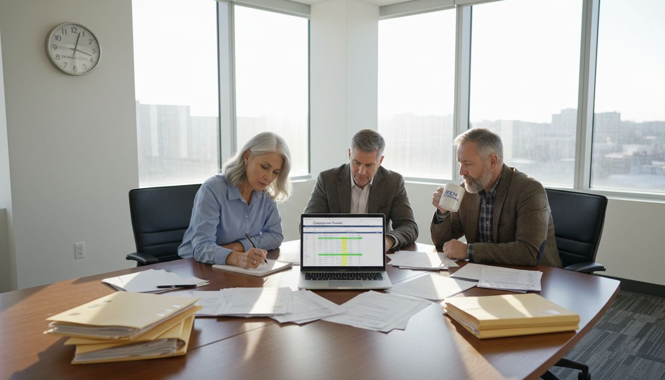 Team meeting on healthcare security compliance