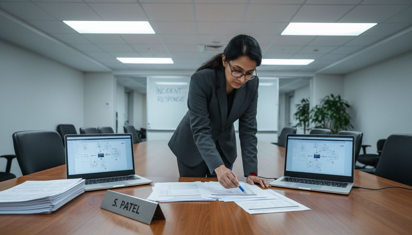 Security audit in corporate boardroom