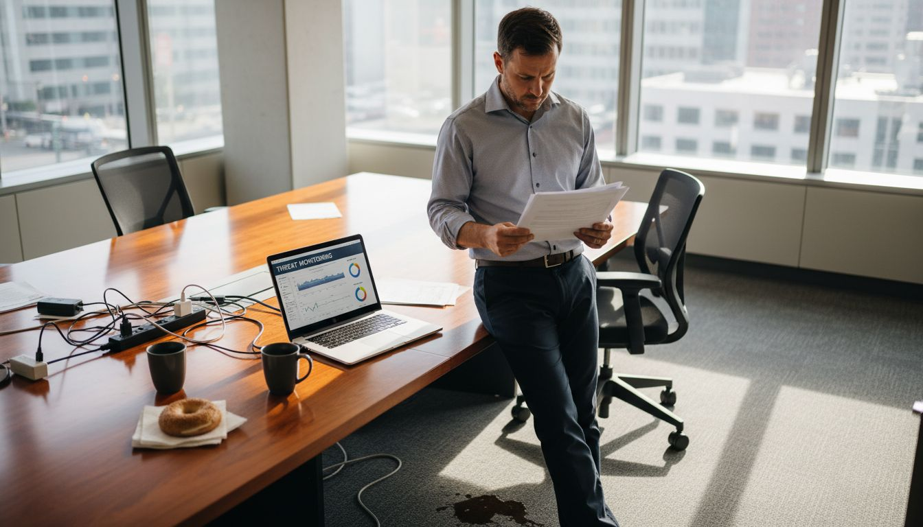 IT manager reviewing risk assessment in office
