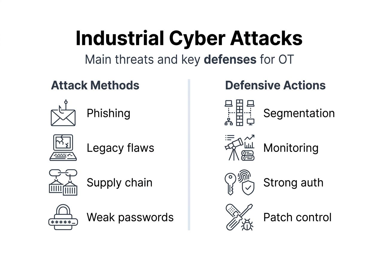 Infographic showing industrial cyber attack overview
