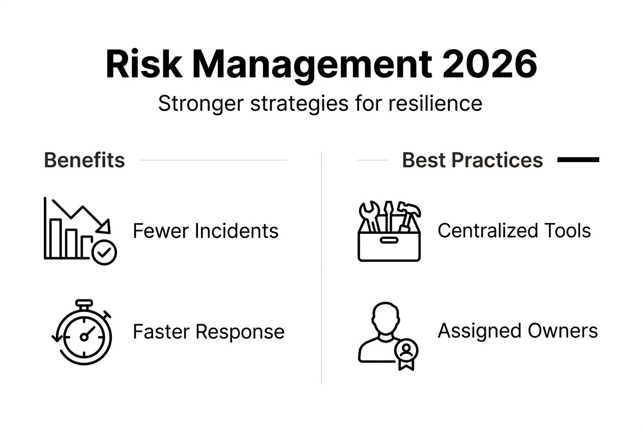 Infographic highlighting benefits and practices of risk management