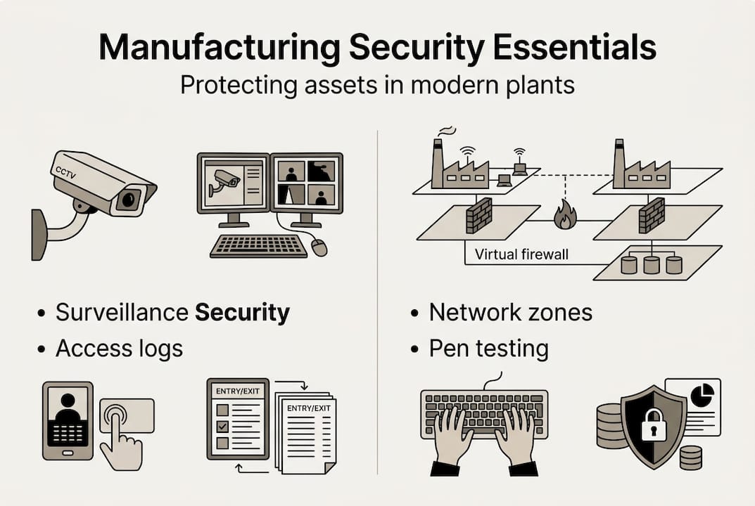 Infographic on manufacturing security main components