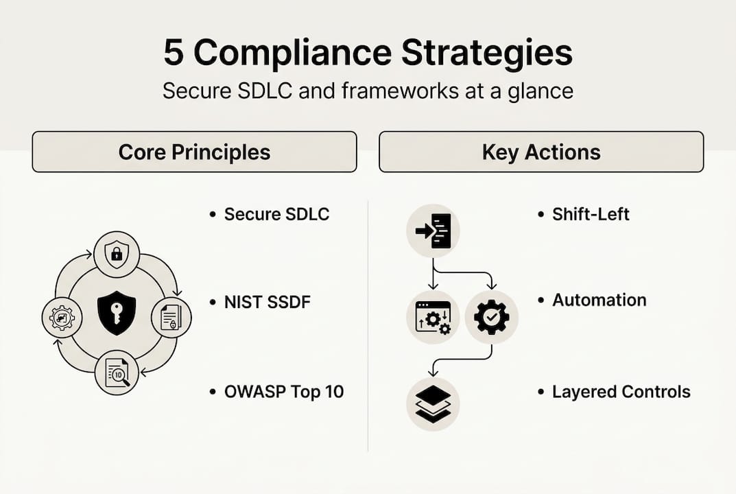 Infographic of five custom development compliance strategies