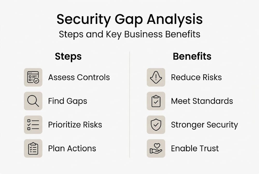 Infographic on gap analysis steps and benefits