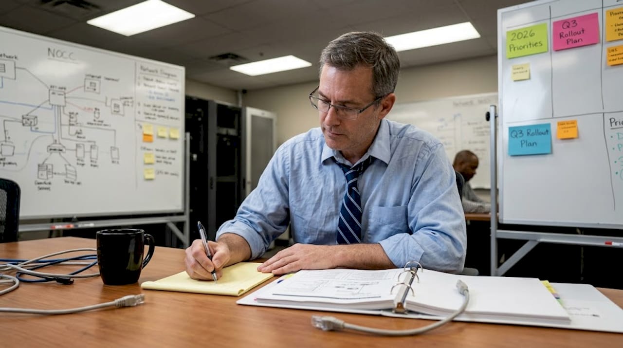 IT manager reviewing incident response playbook