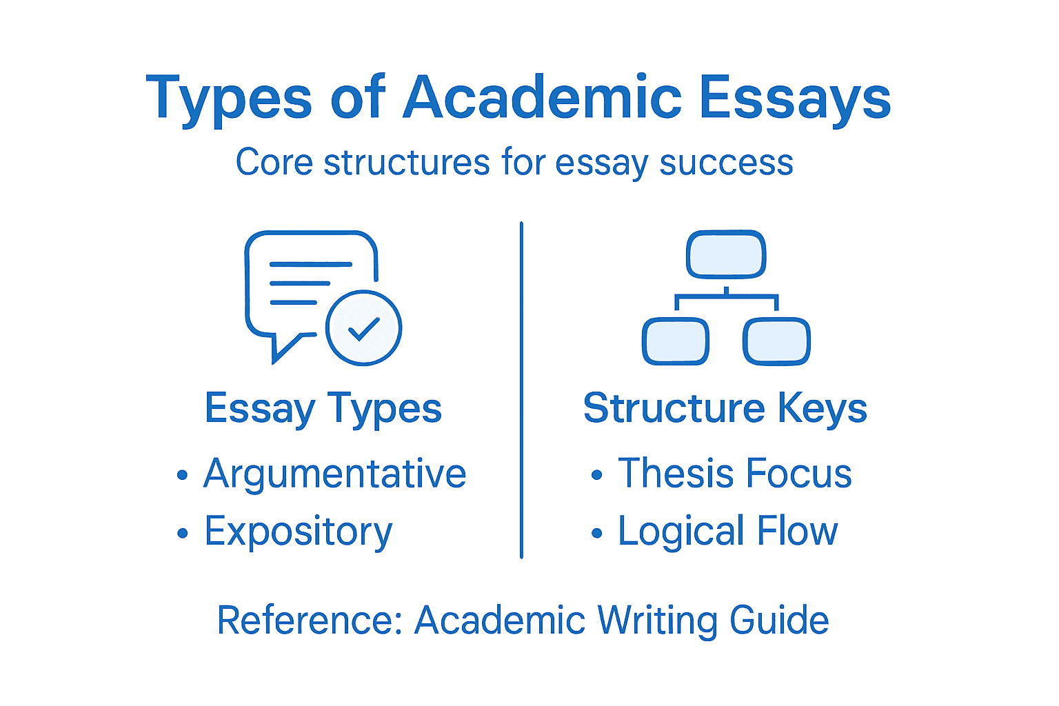 Infographic showing essay types and structure keys